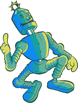 Happy Robot Thumbs Up Cartoon PNG Image