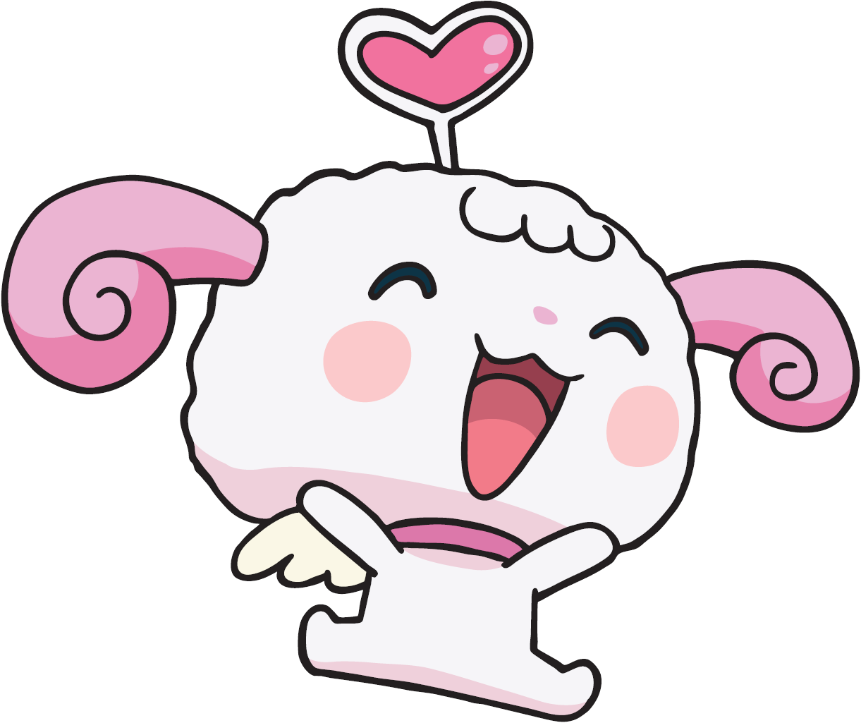 Happy Sheep Cartoon Character PNG Image