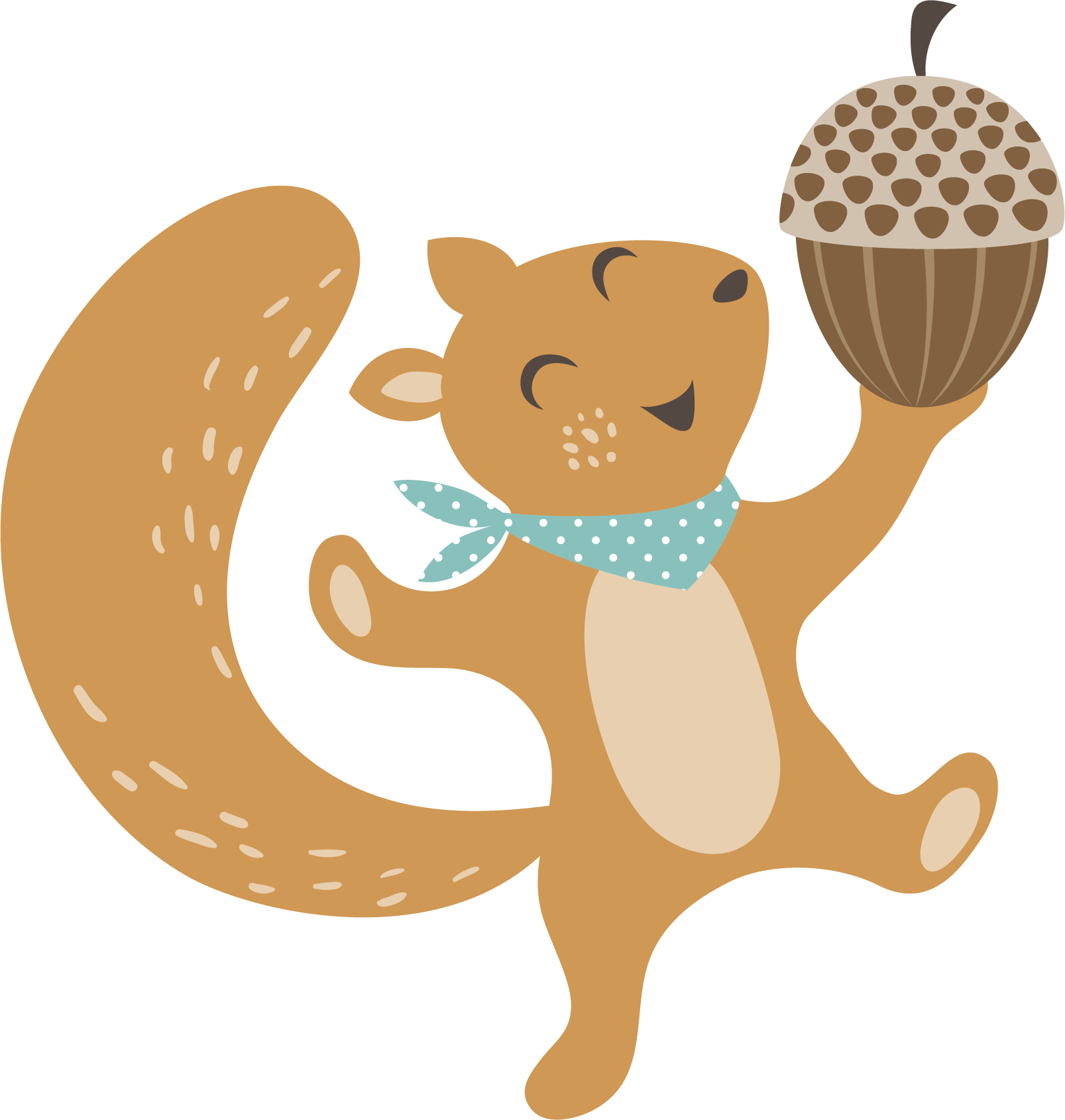 Happy Squirrel Holding Acorn PNG Image