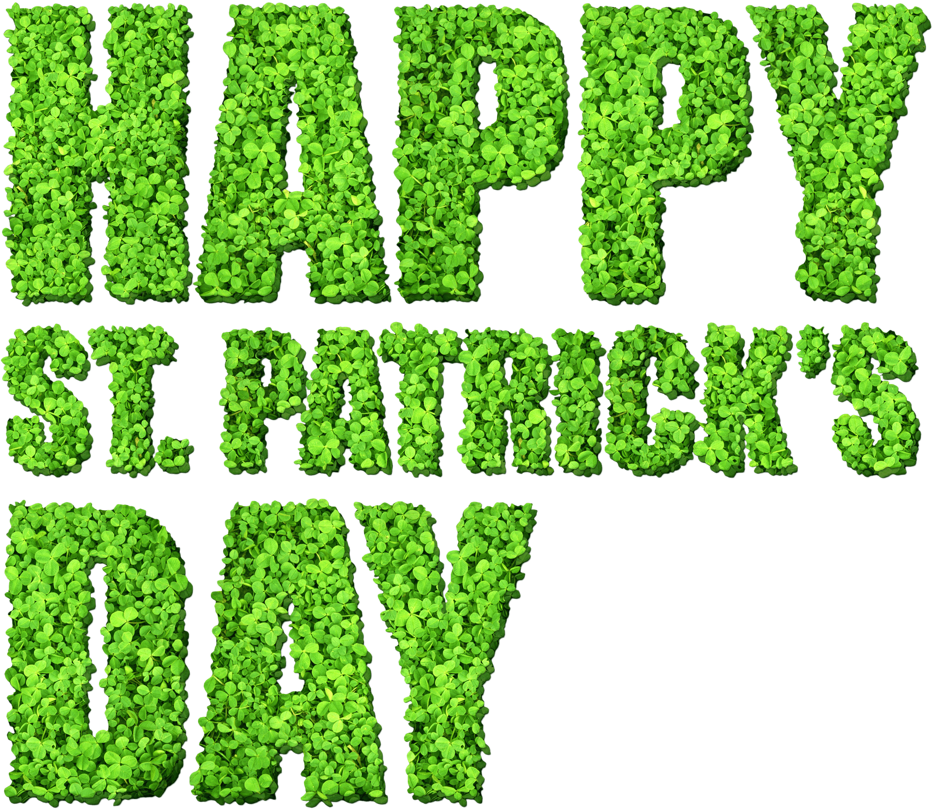 Happy St Patricks Day Clover Text PNG Image