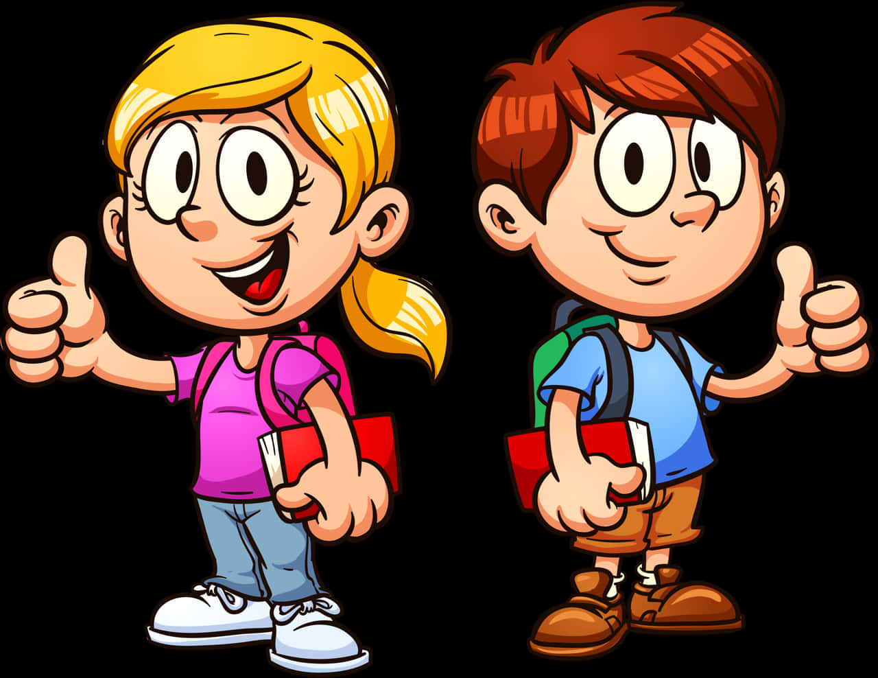 Happy Students Cartoon PNG Image