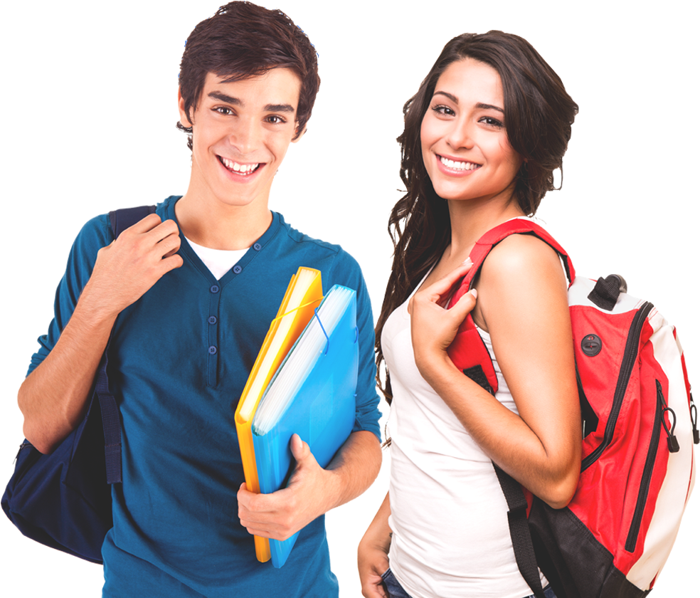 Happy Studentswith Booksand Backpacks.png PNG Image