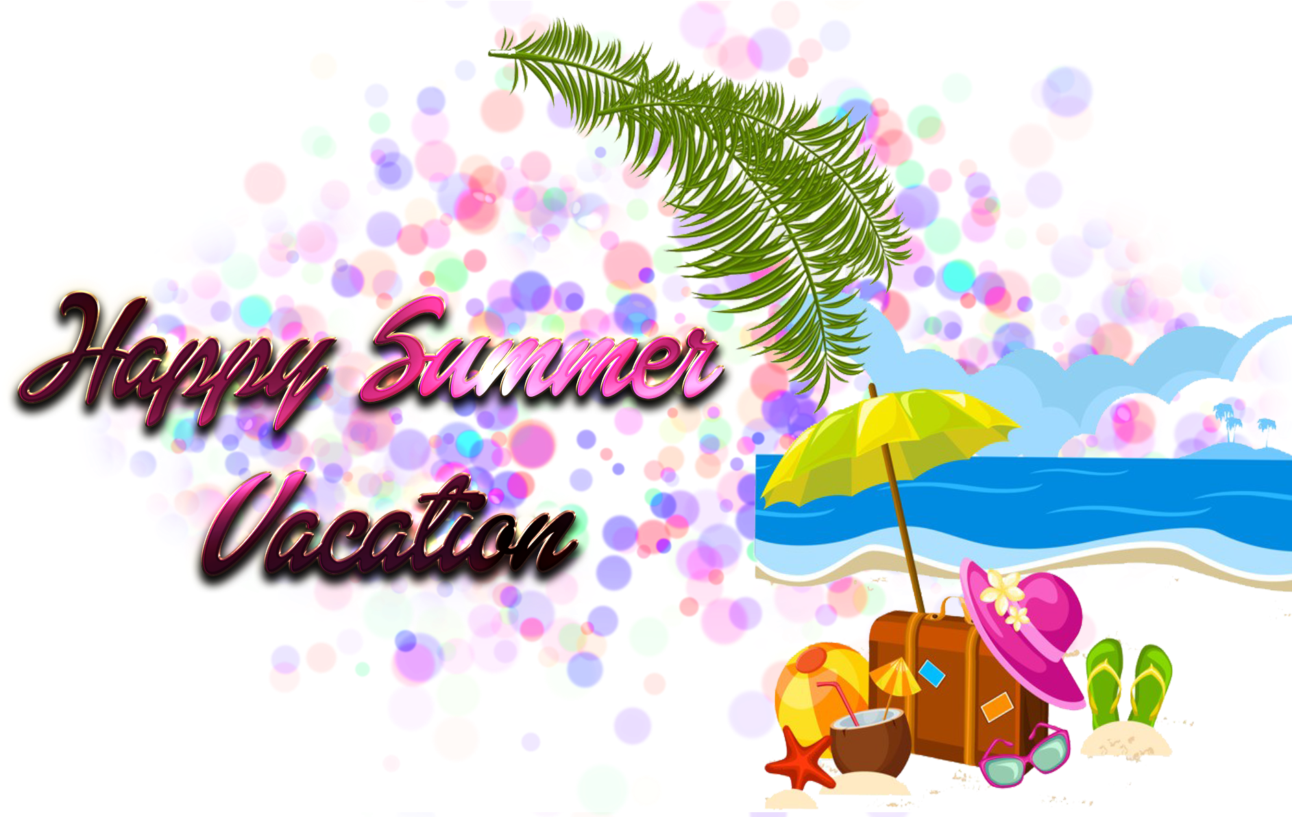 Happy Summer Vacation Greeting PNG Image