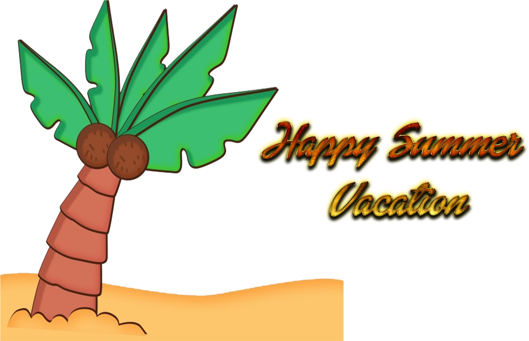 Happy Summer Vacation Palm Graphic PNG Image