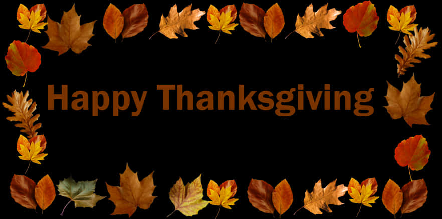 Happy Thanksgiving Autumn Leaves Frame PNG Image