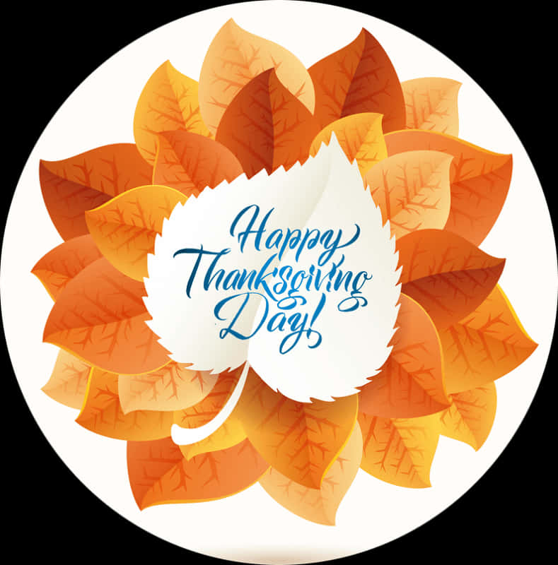 Happy Thanksgiving Day Autumn Leaves PNG Image