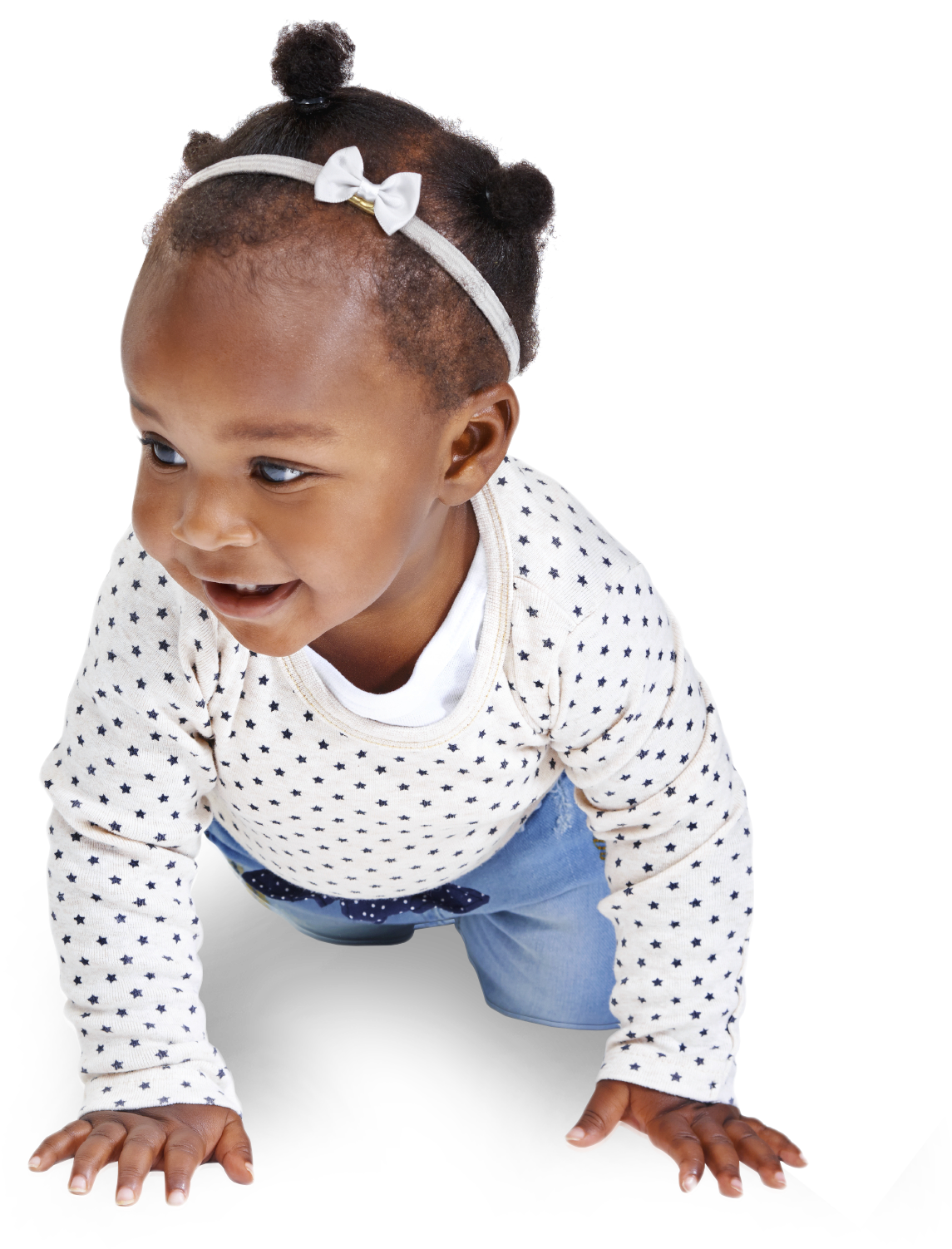 Happy Toddler Crawling White Background PNG Image