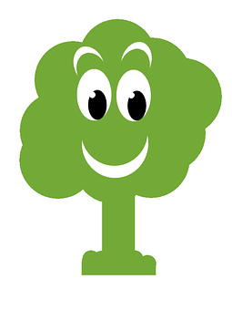 Happy Tree Cartoon Graphic PNG Image