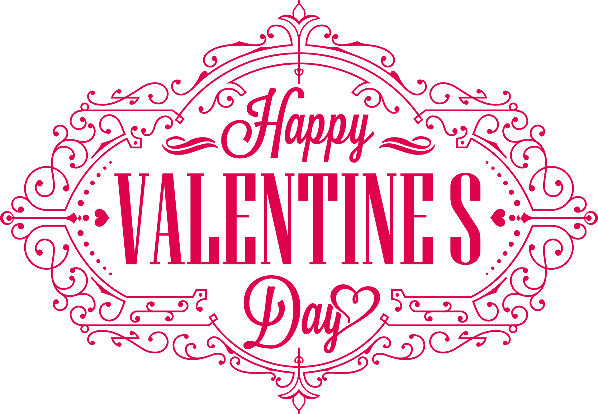 Happy Valentines Day Ornate Text Design PNG Image