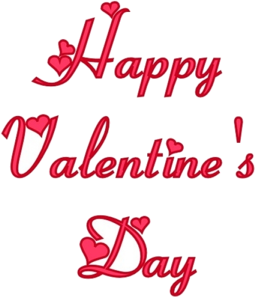 Happy Valentines Day Red Script Text PNG Image