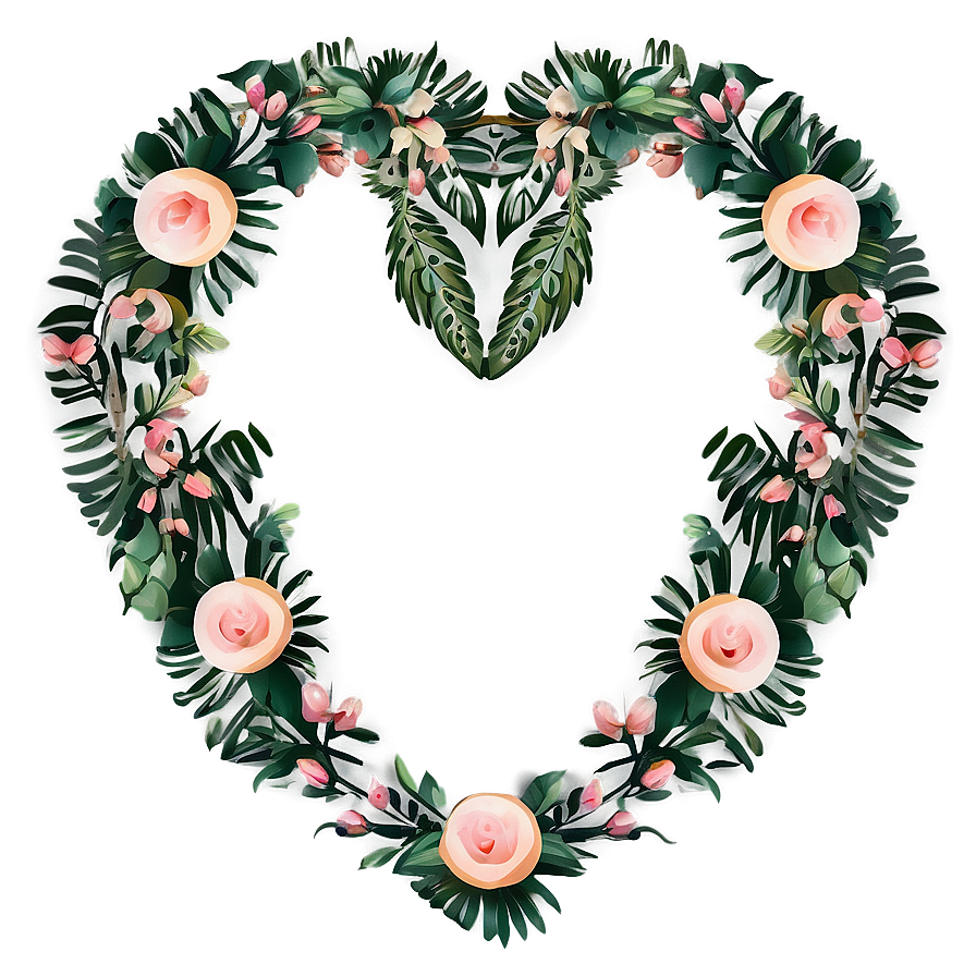 Happy Valentines Floral Heart Wreath Png Khk33 PNG Image