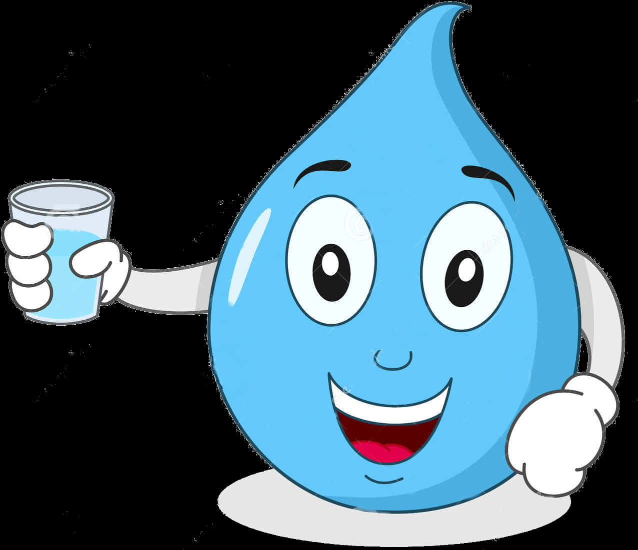 Happy Water Drop Cartoon Character PNG Image