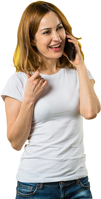 Happy Woman On Phone PNG Image