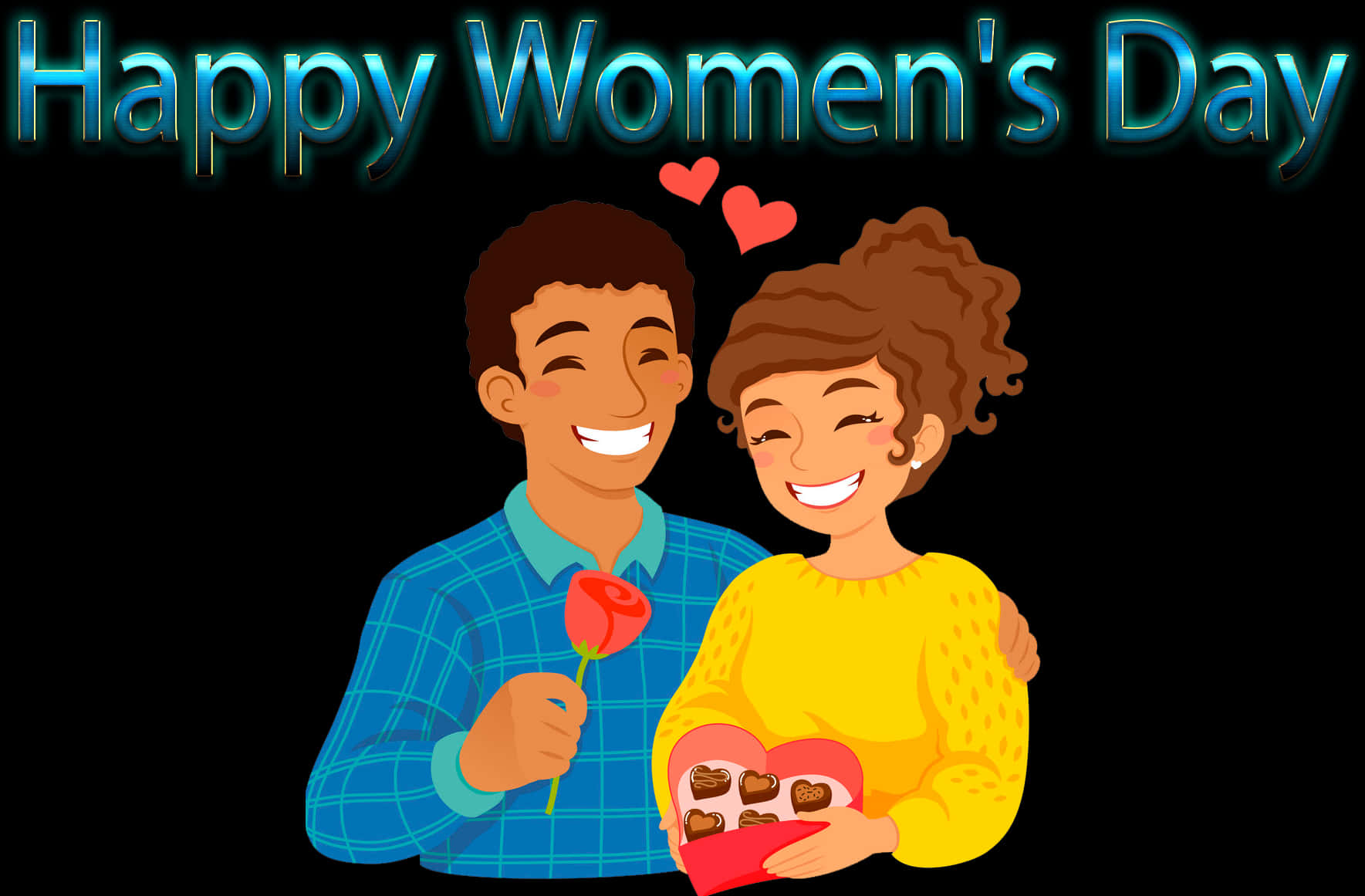 Happy Womens Day Celebration Couple PNG Image