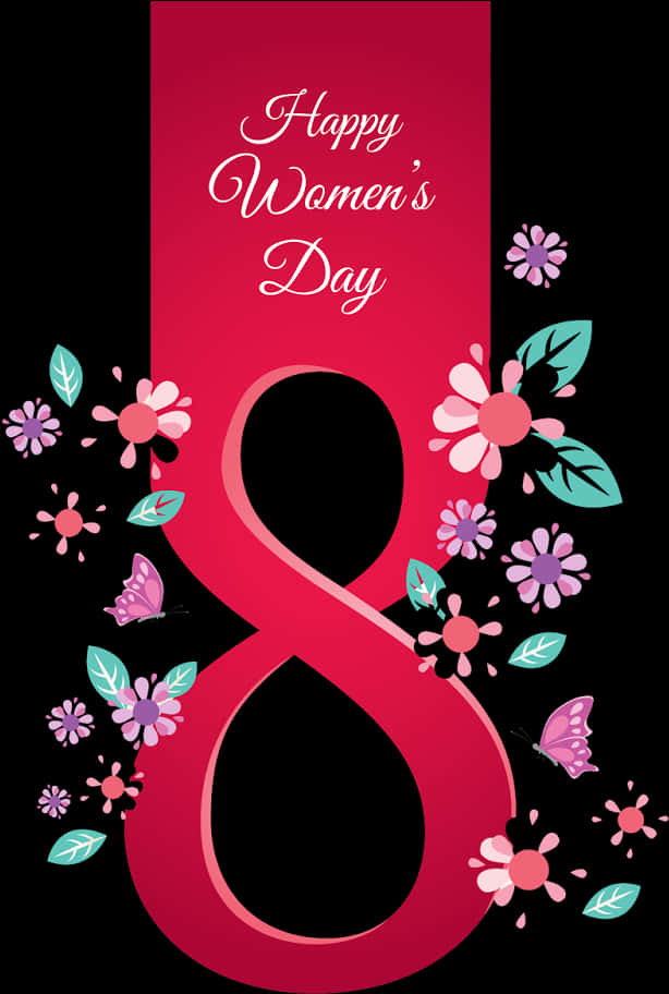 Happy Womens Day Floral Design PNG Image