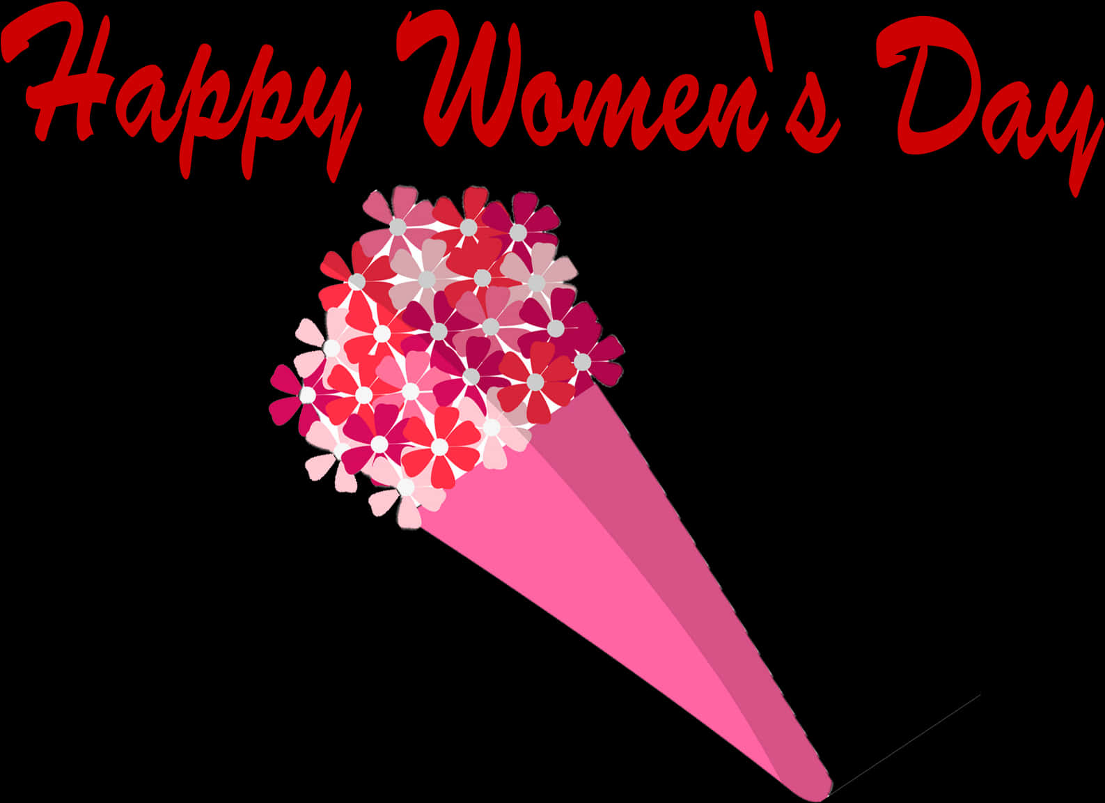 Happy Womens Day Floral Greeting PNG Image