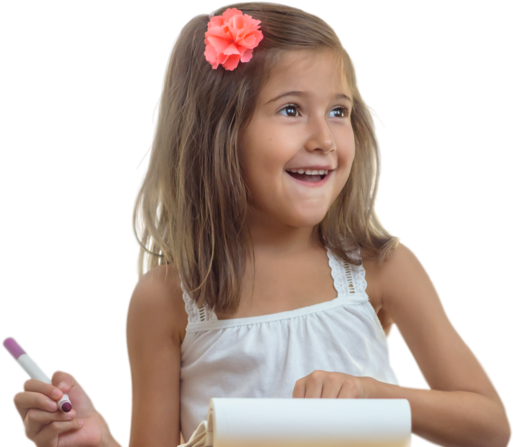 Happy Young Girl Crafting PNG Image