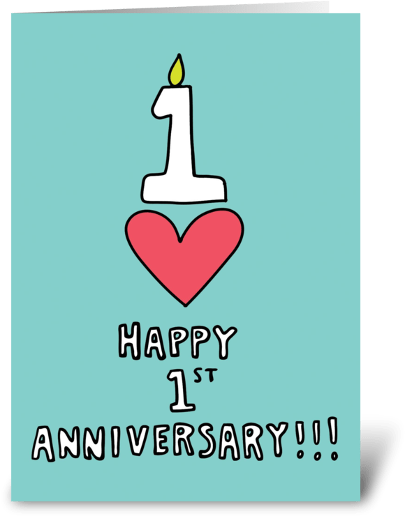 Happy1st Anniversary Celebration Card PNG Image