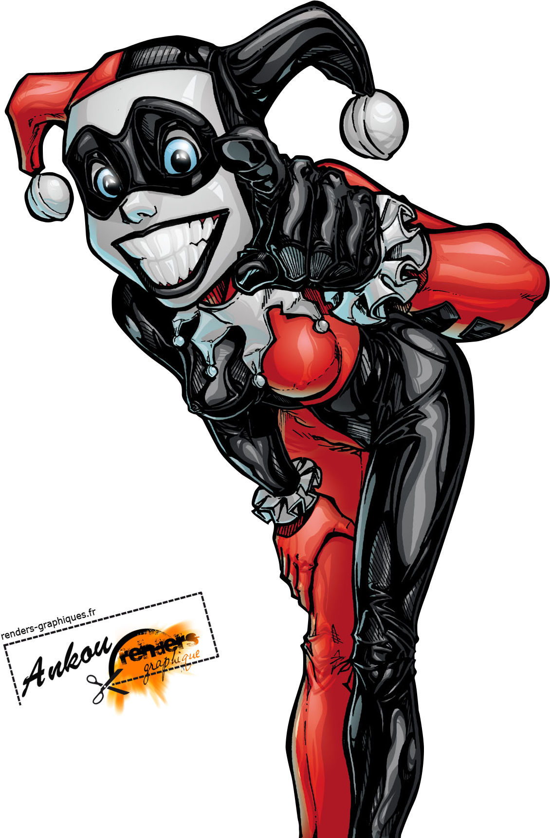 Harley Quinn Classic Costume Artwork PNG Image