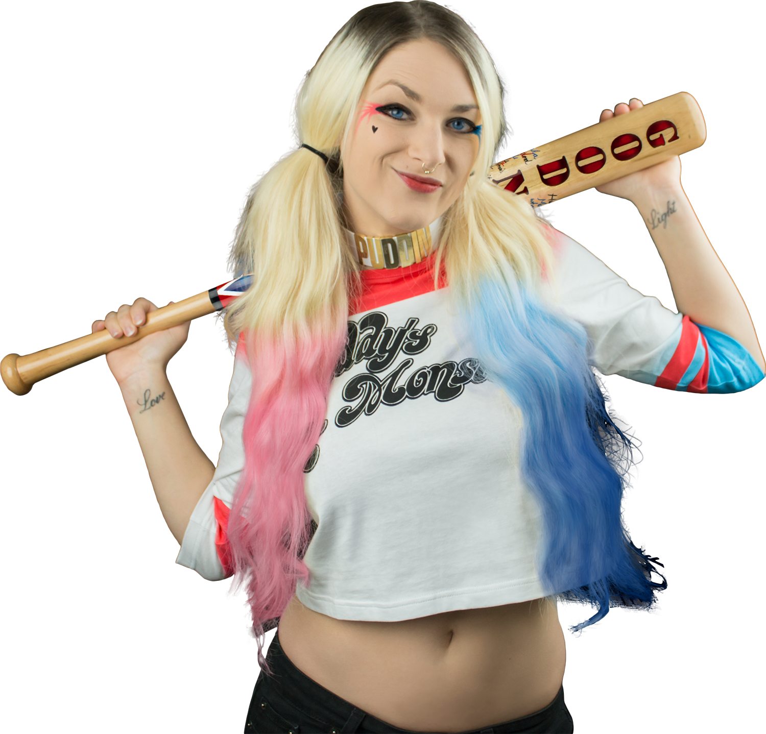 Harley Quinn Cosplaywith Bat PNG Image