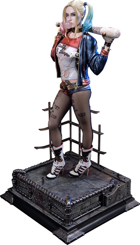 Harley Quinn Statue Blowing Bubblegum PNG Image