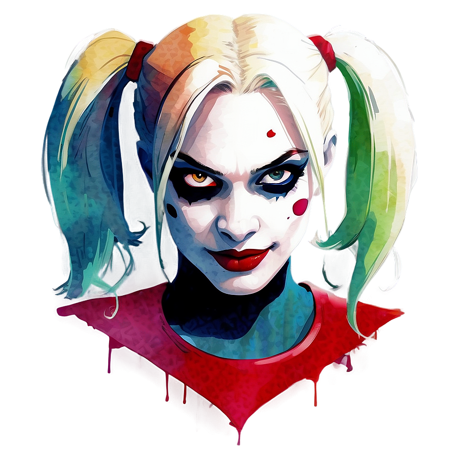 Harley Quinn Watercolor Art Style Png Cnv86 PNG Image