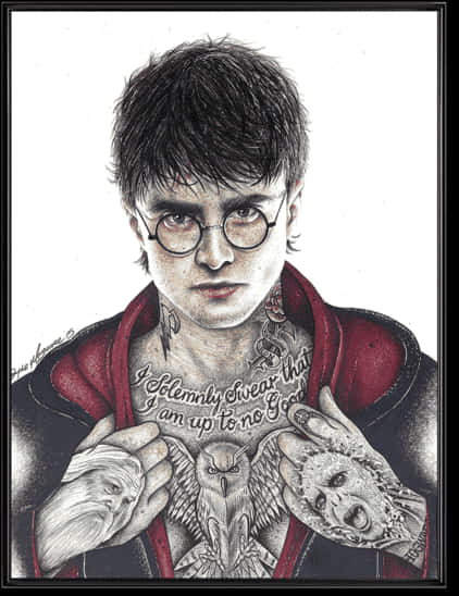 Harry Potter Tattooed Portrait PNG Image