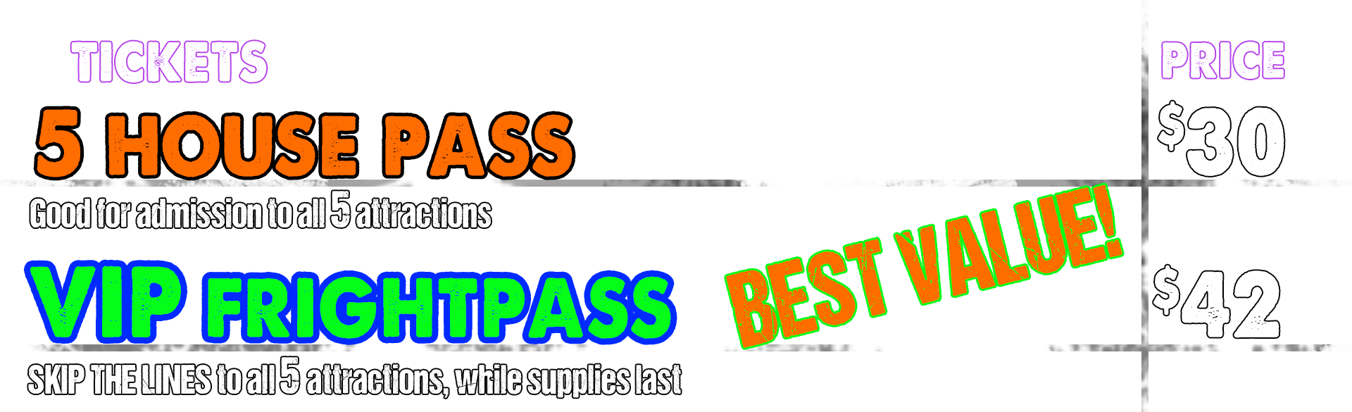 Haunted Attraction Pass Options PNG Image