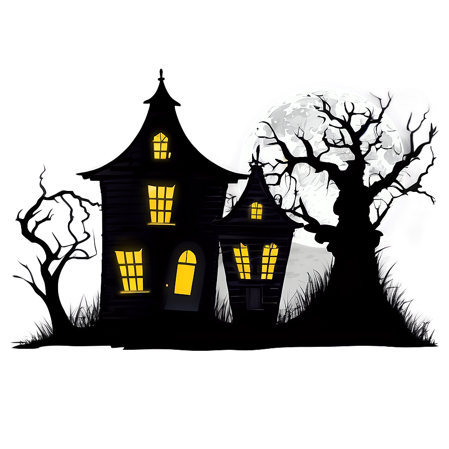 Haunted House Silhouette Png Dki2 PNG Image