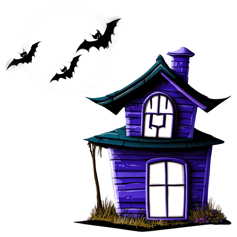 Haunted House With Bats Png Ofk PNG Image