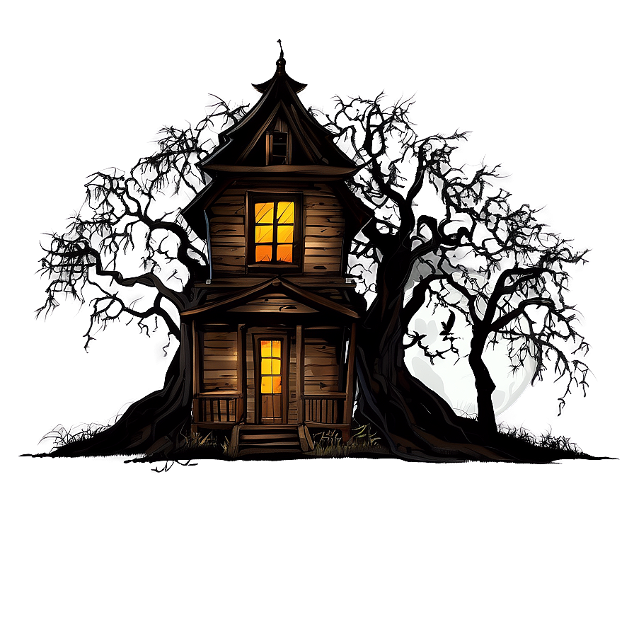 Haunted House With Dead Trees Png Sld PNG Image