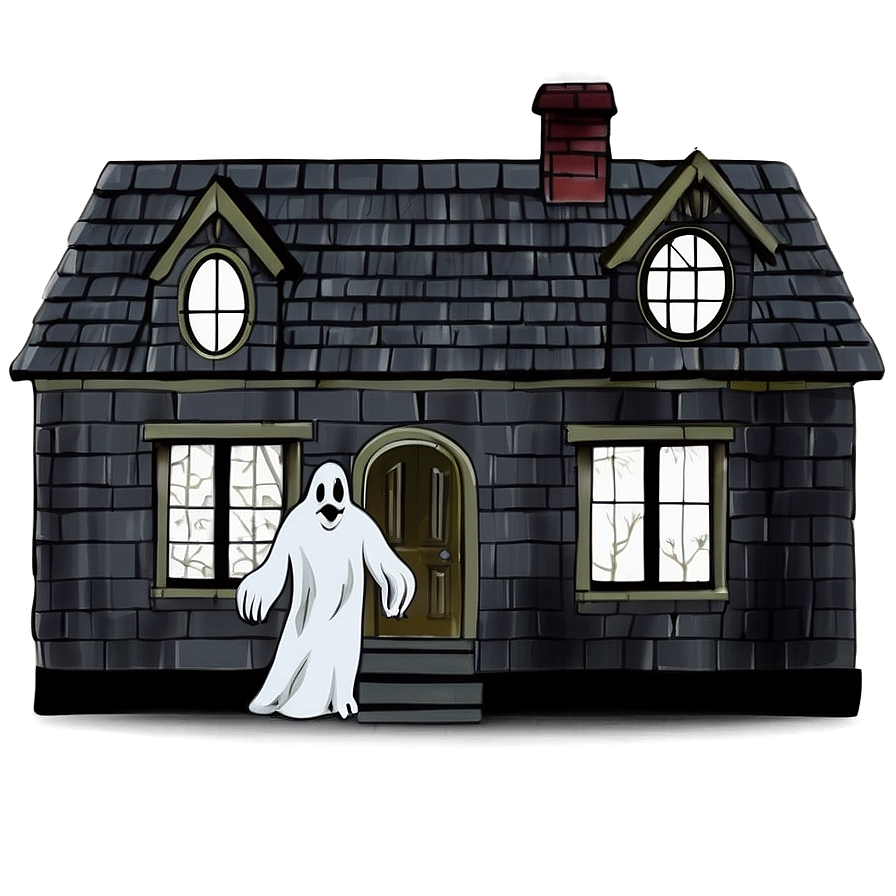 Haunted House With Ghostly Figures Png Nfy5 PNG Image