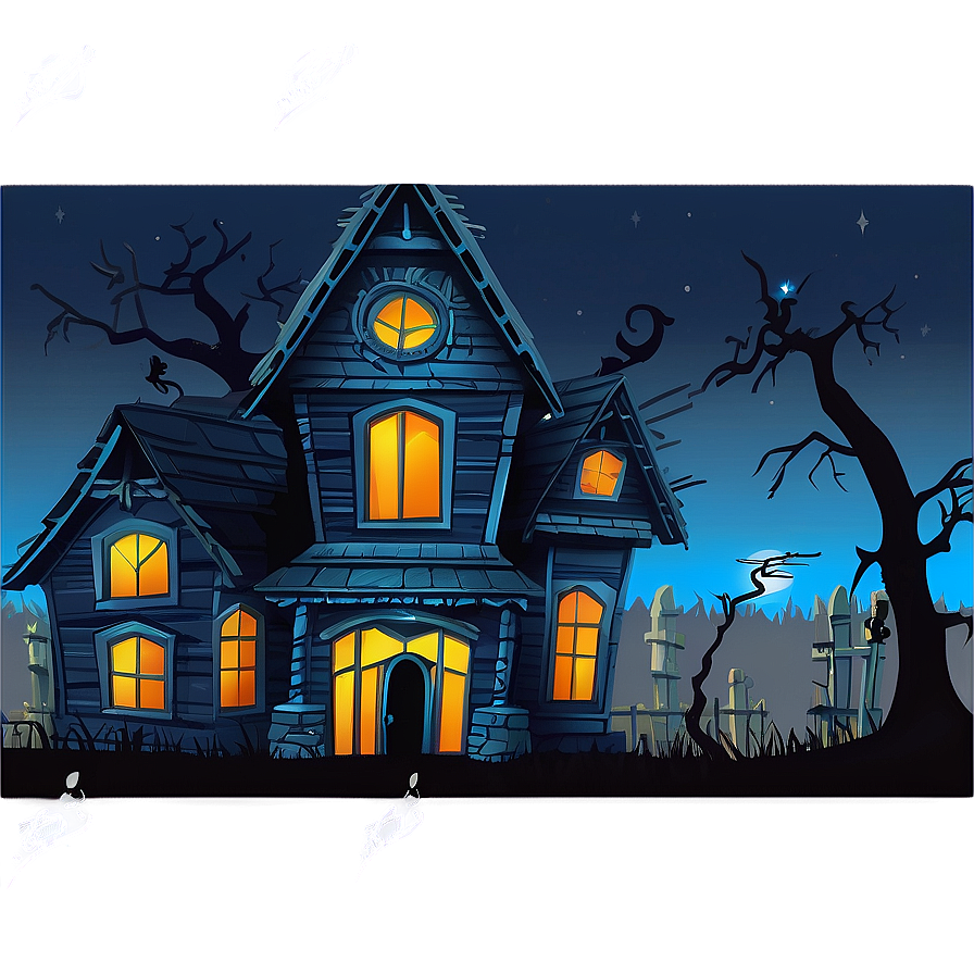 Haunted House With Glowing Windows Png 11 PNG Image