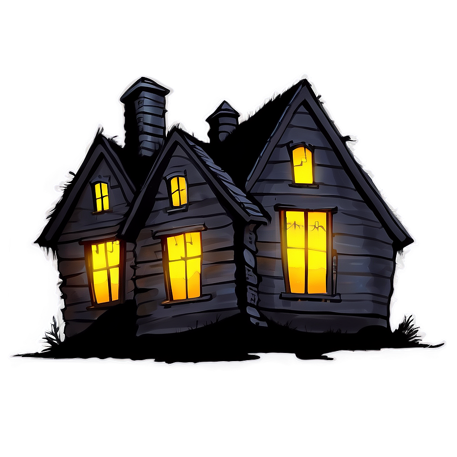 Haunted House With Glowing Windows Png Ywy PNG Image