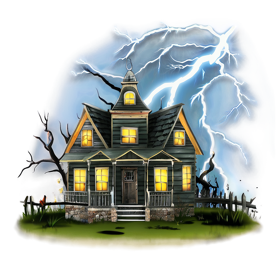 Haunted House With Lightning Png 57 PNG Image