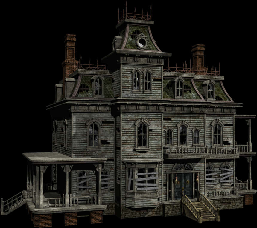 Haunted House3 D Model PNG Image