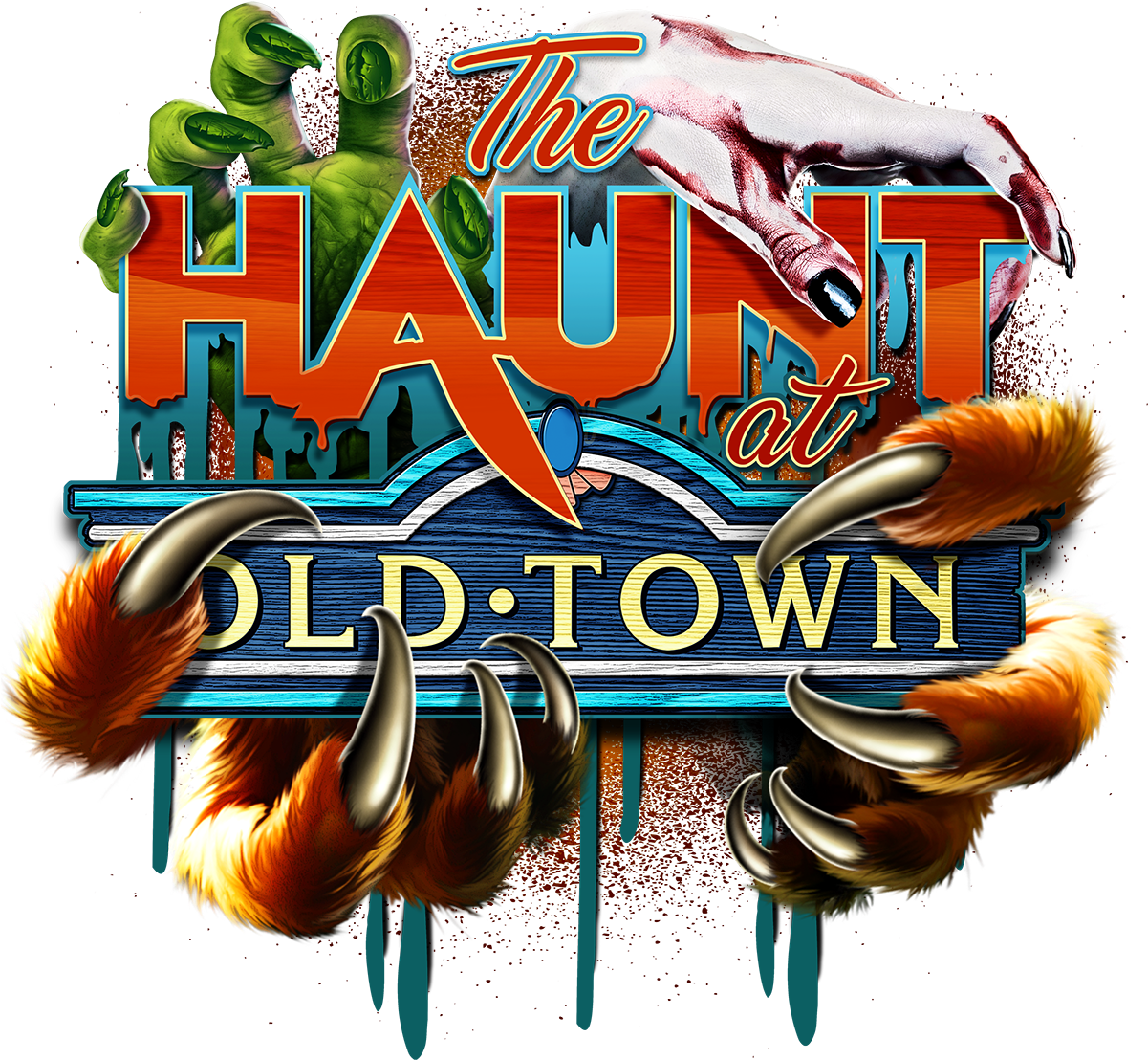 Haunted_ Old_ Town_ Theme_ Graphic PNG Image