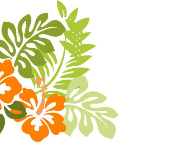 Hawaiian Flower Illustration Orange Green PNG Image