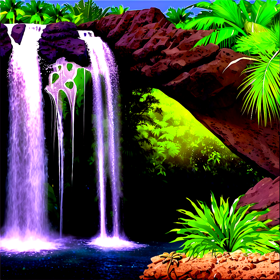 Hawaiian Islands Waterfall Oasis Png 06212024 PNG Image