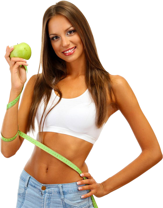 Healthy Lifestyle Concept Womanwith Appleand Tape Measure.png PNG Image