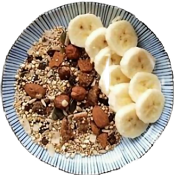 Healthy Oatmealwith Bananasand Nuts PNG Image