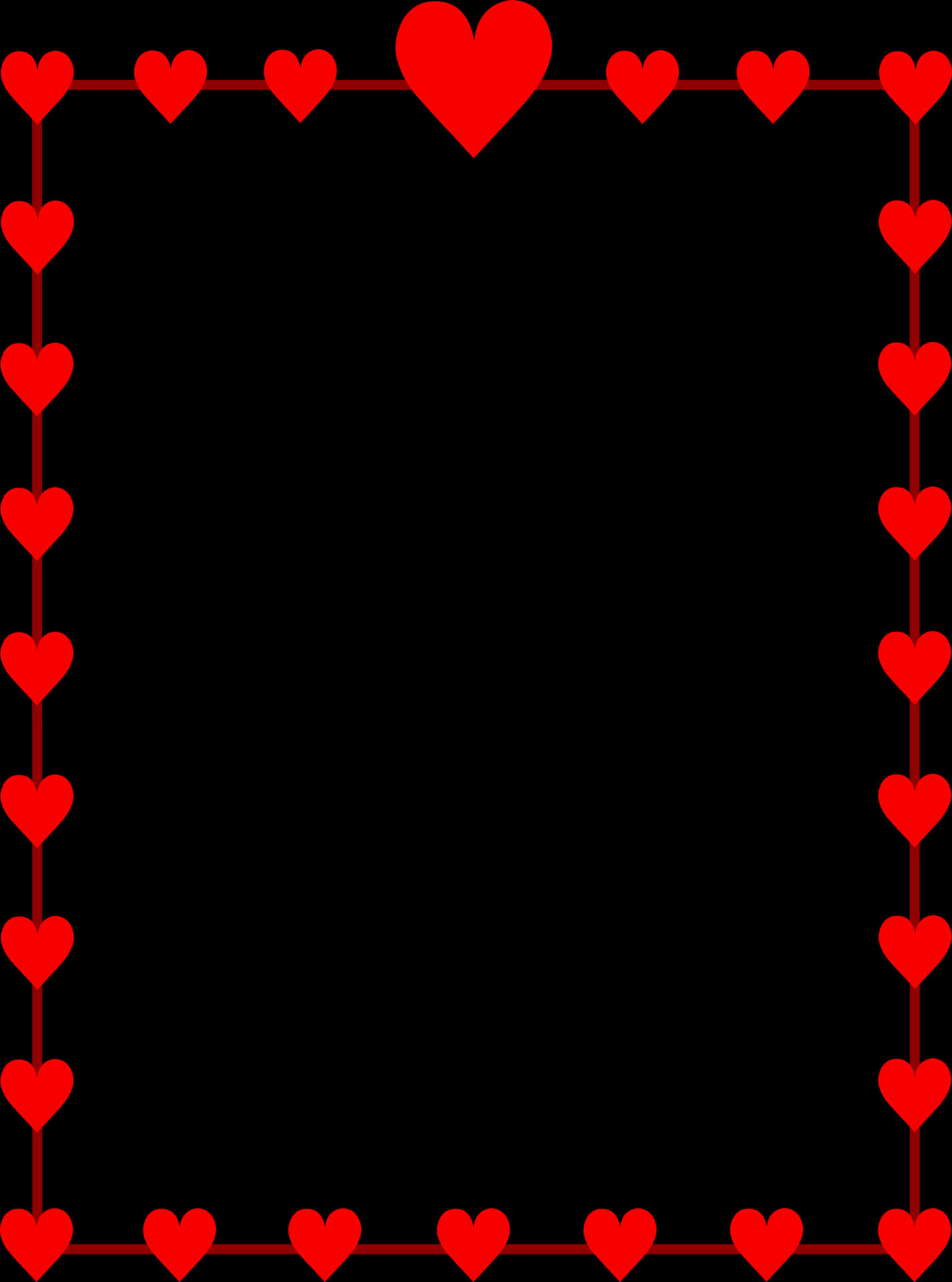 Heart Bordered Black Background PNG Image