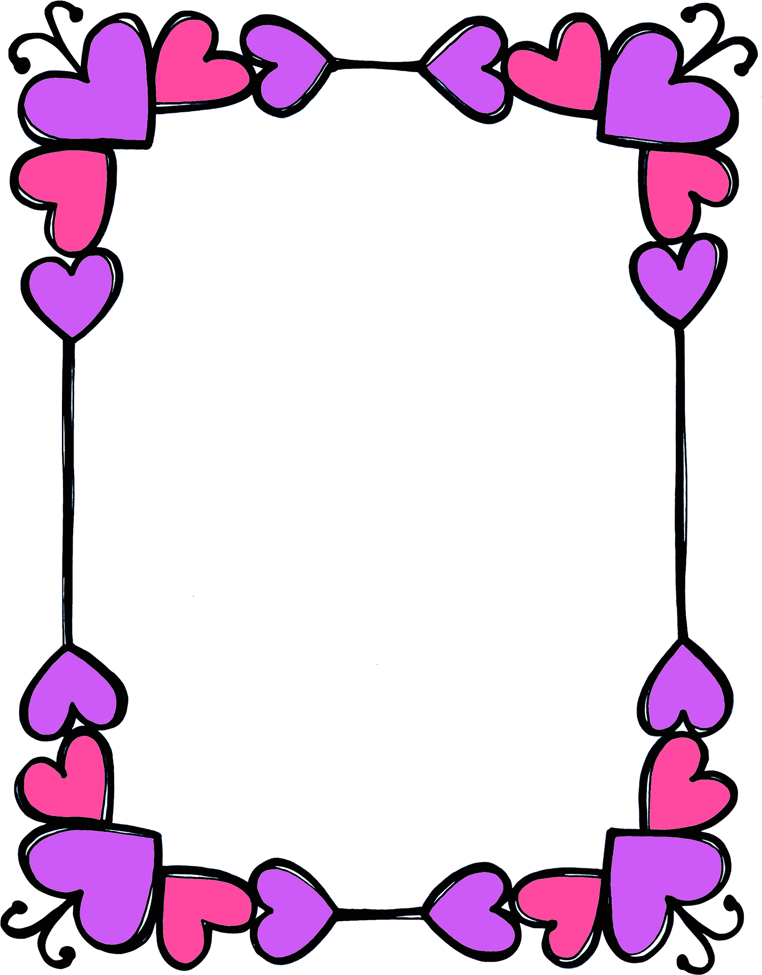 Heart Bordered Stationery Template PNG Image