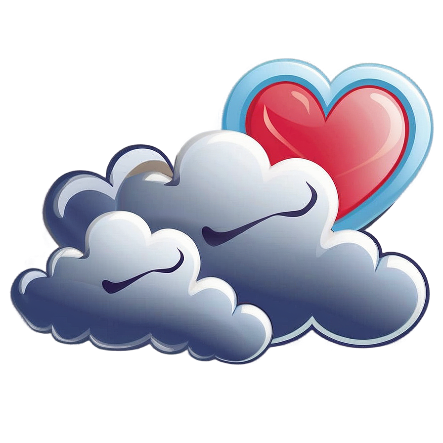 Heart Cloud Cartoon Png Qgl PNG Image