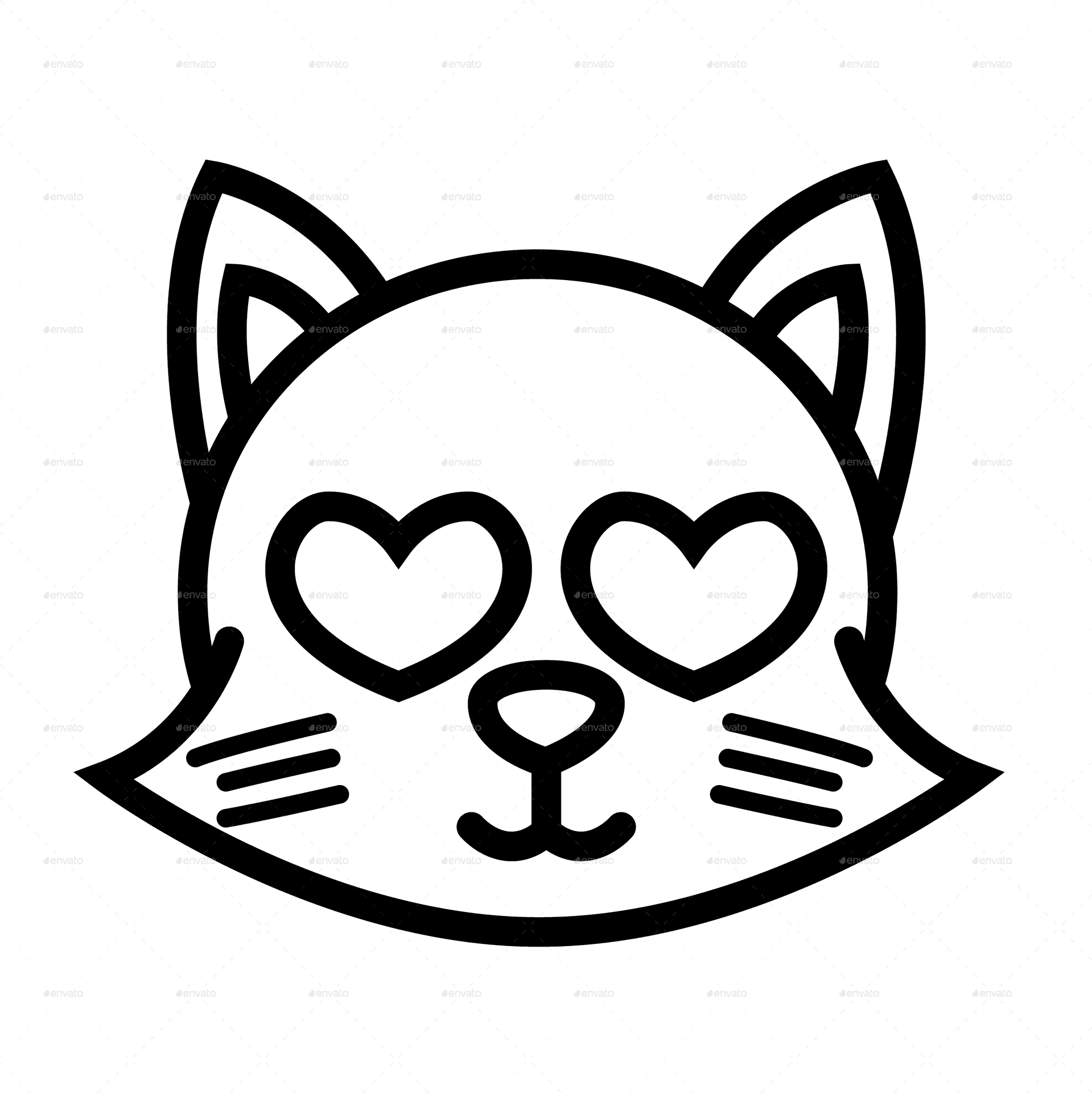 Heart Eyed Cat Doodle PNG Image