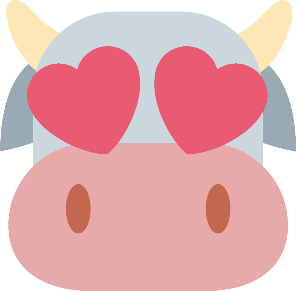 Heart Eyes Cow Emoji PNG Image