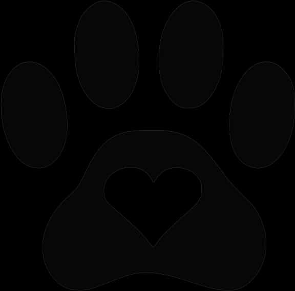 Heart In Paw Icon Black PNG Image