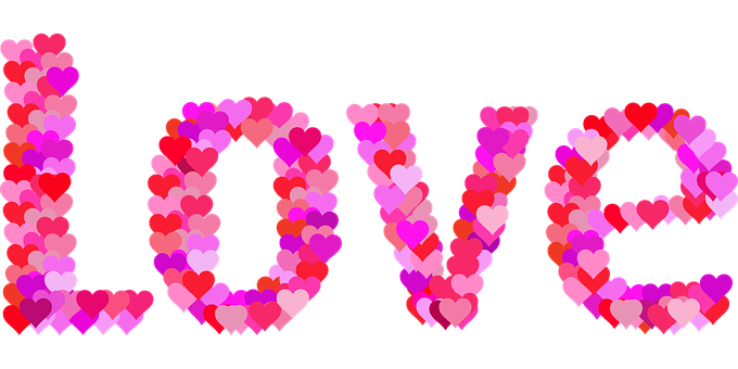 Heart Mosaic Love Text PNG Image