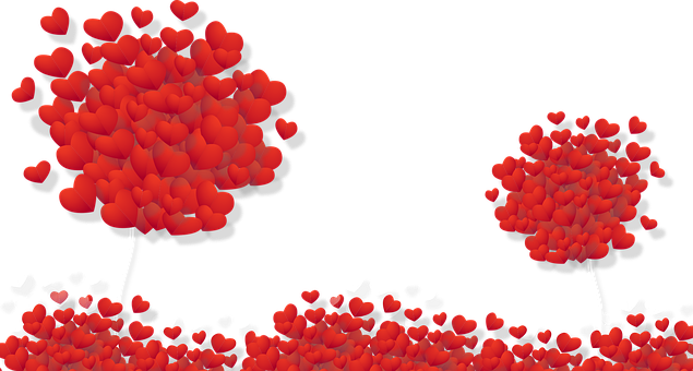 Heart Shaped Balloon Trees PNG Image