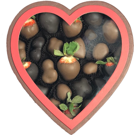 Heart Shaped Boxof Chocolate Covered Strawberries PNG Image